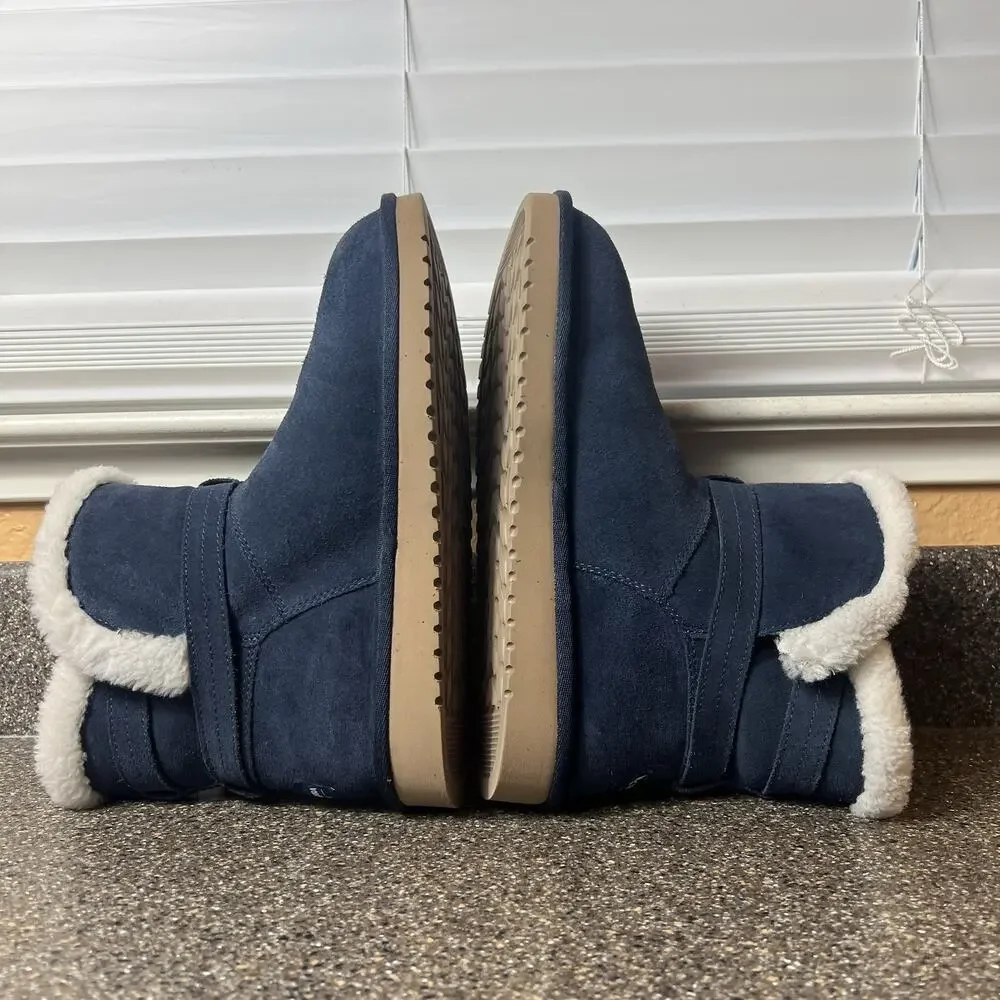 Koolaburra By Ugg Blue Winter Mini Boots Women's Size 9 Faux Fur Lining Pull On